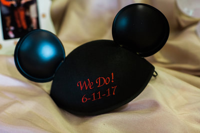 Mickey Mouse hat with wedding date on it