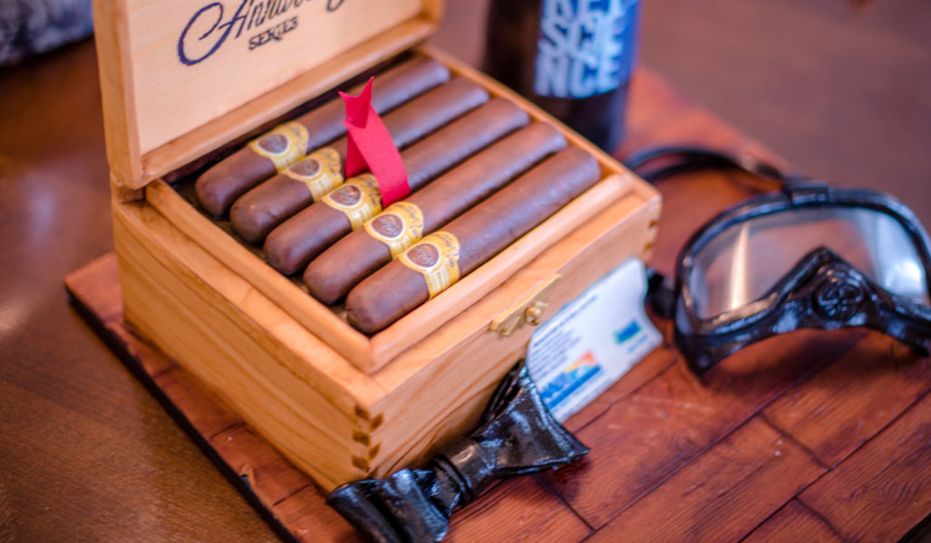 Cigars in a humidor cake