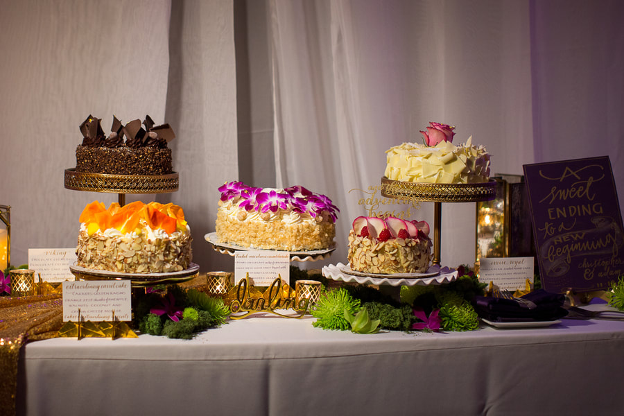 Wedding cakes and various desserts