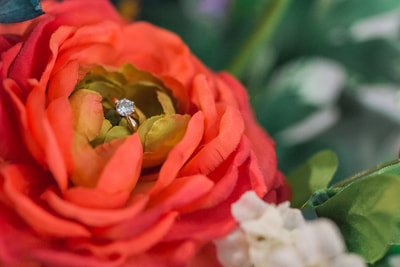 Wedding ring inside of a flower