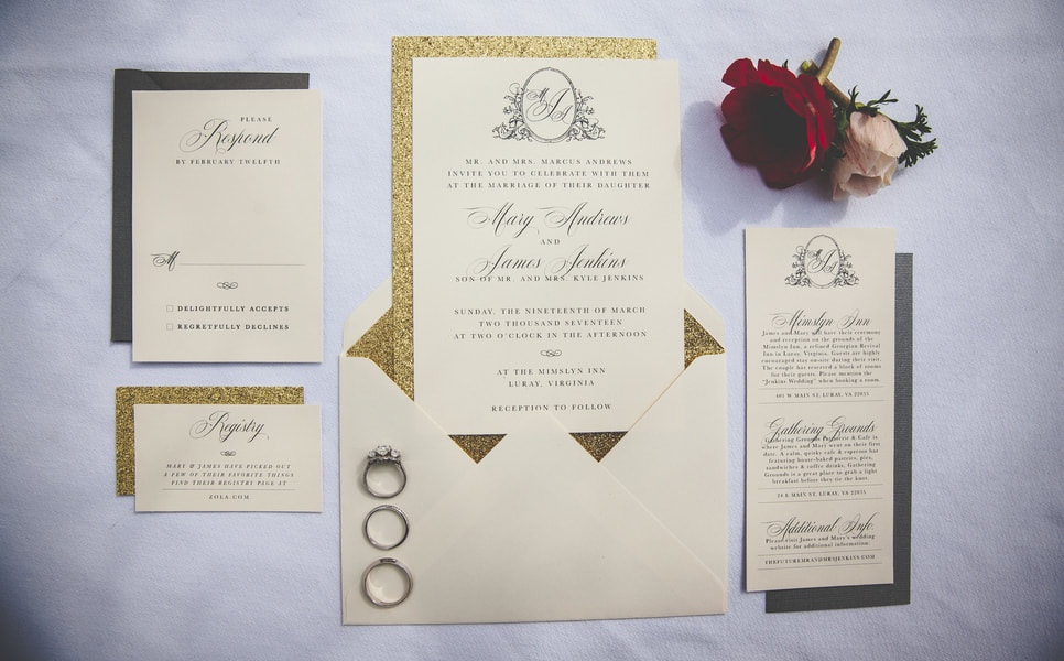 Wedding invitations and wedding rings