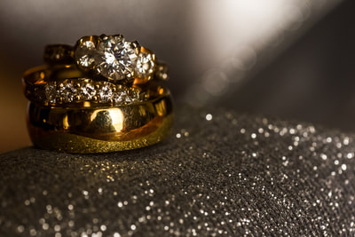 Diamonds and gold wedding rings
