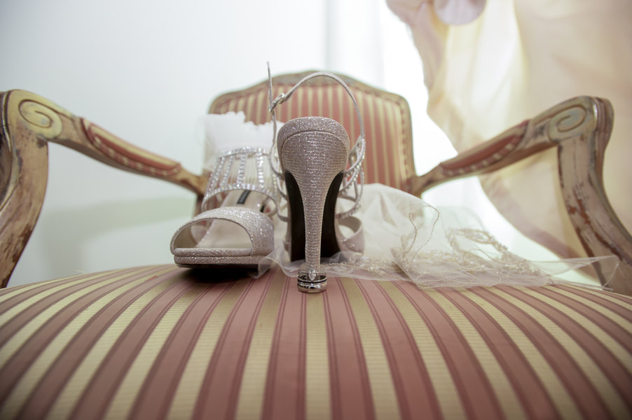 Bridal shoes on a chair